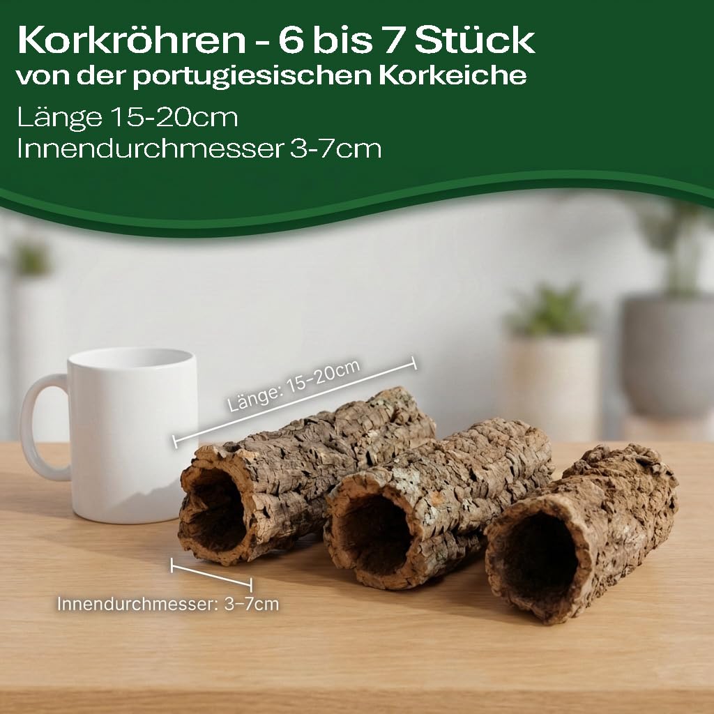 Sphagnum-Shop - Tubos de corcho (15-20 cm, 6-7 unidades, corteza de corcho natural)