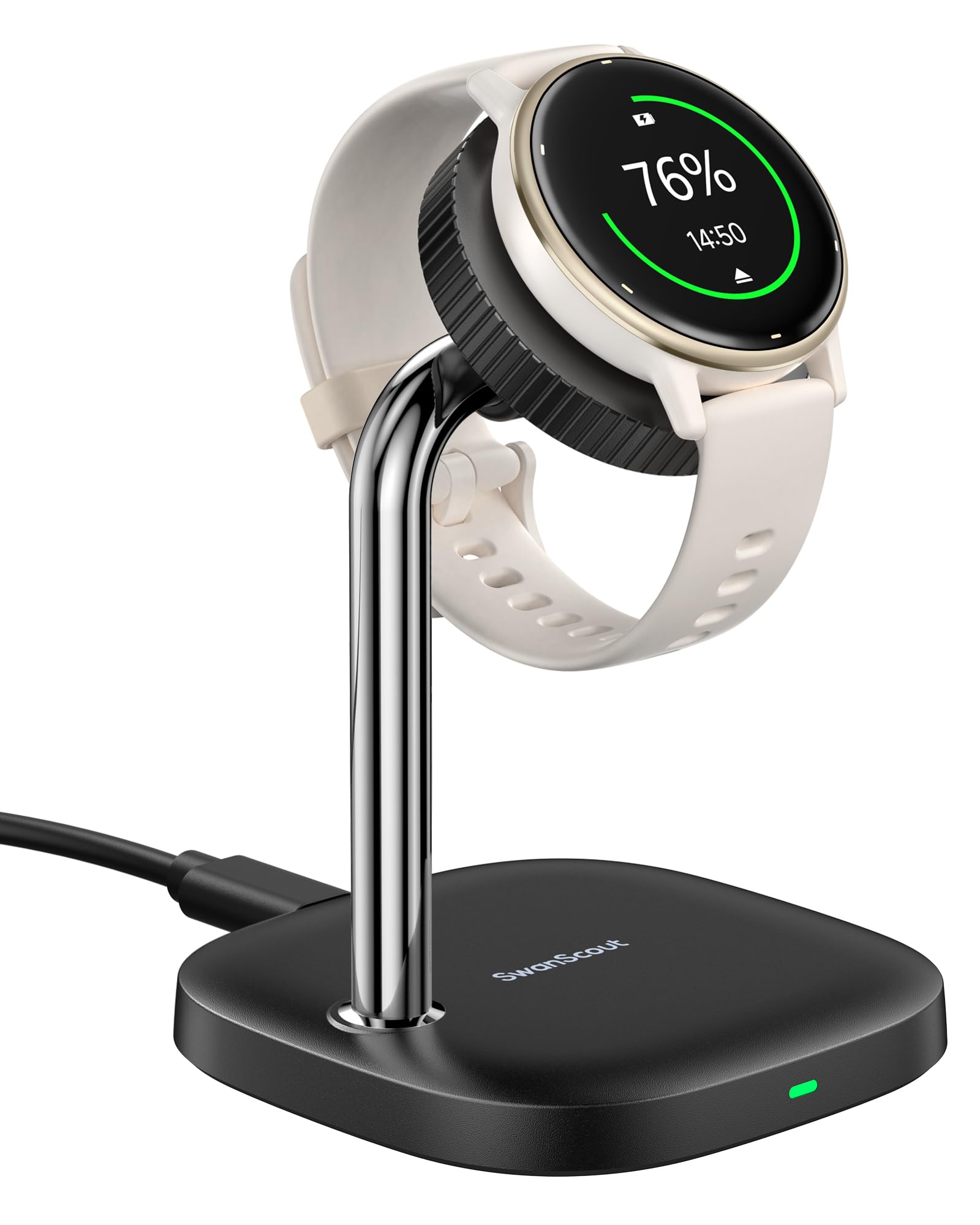 SwanScout Watch Caricatore per Garmin Watch Forerunner 55/255/165, Vivoactive 6/5, Instinct 3/2, Venu, Fenix, Tactix, Approach, Quatix e altri modelli, SwanScout 505GM (Nero)