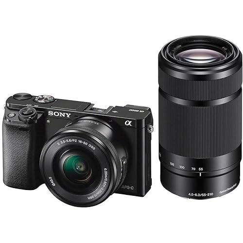 Sony Alpha a6000 Mirrorless Digital Camera w/ 16-50mm and 55-210mm Power Zoom Lenses Black - Black - w/ 16-50mm & 55-210mm - Base