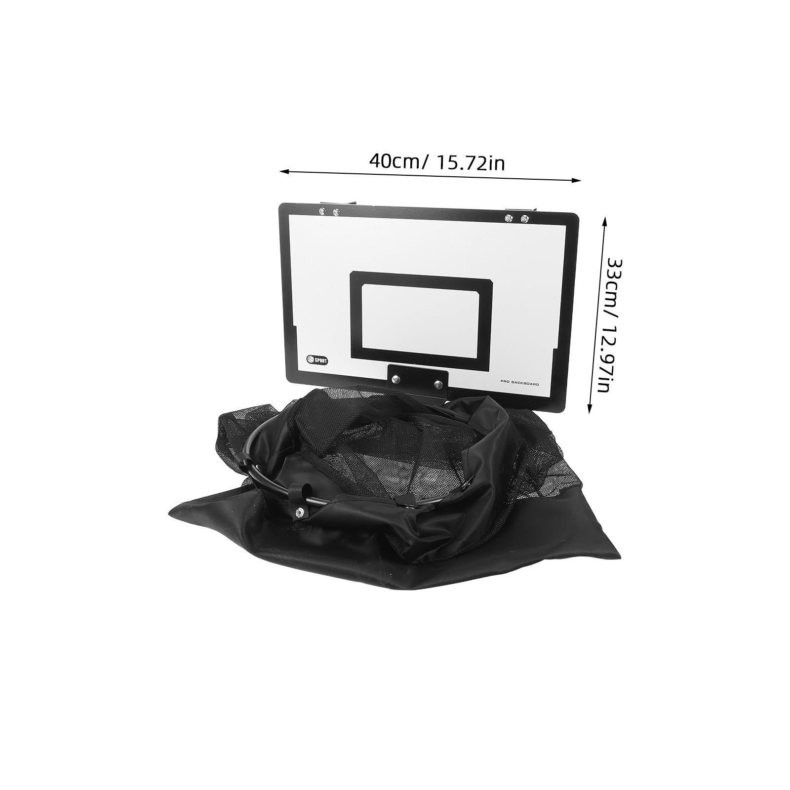 Türhängender Basketball Wäschekorb mit Netzgewebe, Schwarz | Holz Rückwand mit Eisenrahmen, Reißverschluss zum Bequemen Entleeren, Platzsparende Aufhängung