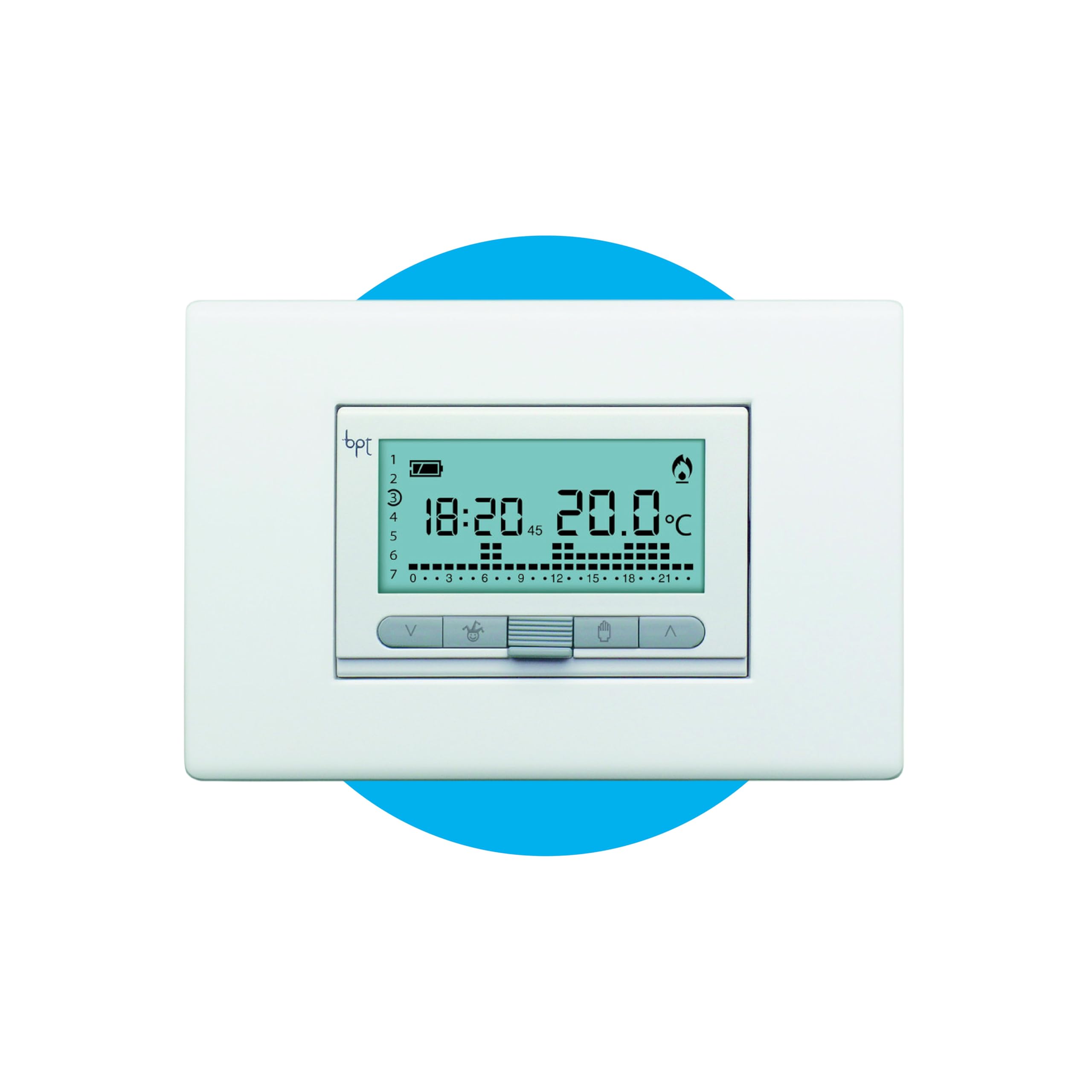 CAME Cronotermostato digitale TH/350 da incasso cover bianca a batterie programmazione settimanale della temperatura su tre livelli e controllo temperatura differenziale e proporzionale-integrale