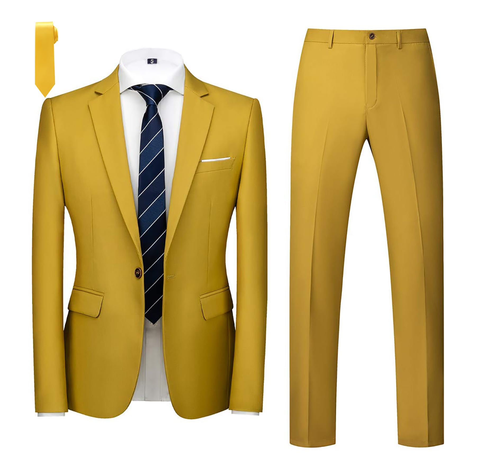 MOGU Suits for Men, 2-Piece Tuxedo Set with 1-Button Jacket, Pants for Formal Events