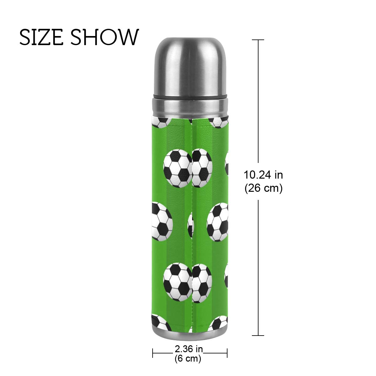 Taza de viaje de acero inoxidable con aislamiento al vacío, doble pared, a prueba de fugas, botella de fútbol, personalizada, con impresión personalizada, de piel auténtica, 500 ml