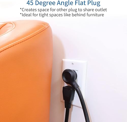 Miniatura 5 de NTONPOWER - Paquete de tira de alimentación de cable de extensión larga, regleta de enchufe plano de 25 pies con 3 tomas, 3 puertos USB, regleta de