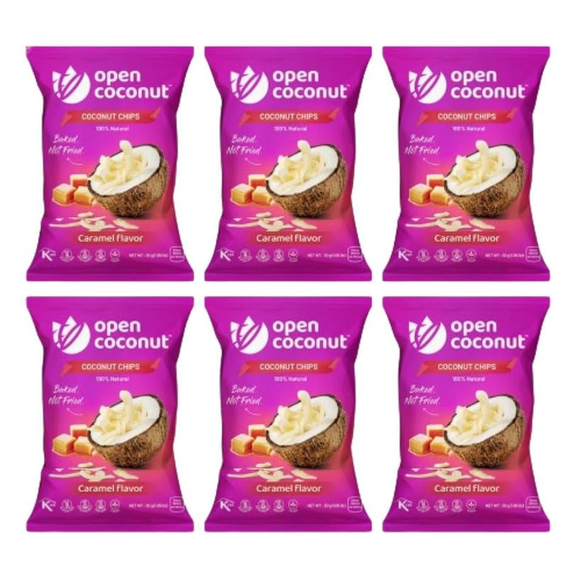 Open Coconut – Baked Premium Coconut Chips with MCT Oil 30 gm Each Pack of 6 | Caramel Flavour | Tasty & Crispy | Snacks for Adults and Kids | No Preservatives | Vegan | Fresh & Delicious (B0CP9SKS3P) Amazon Price History, Amazon Price Tracker
