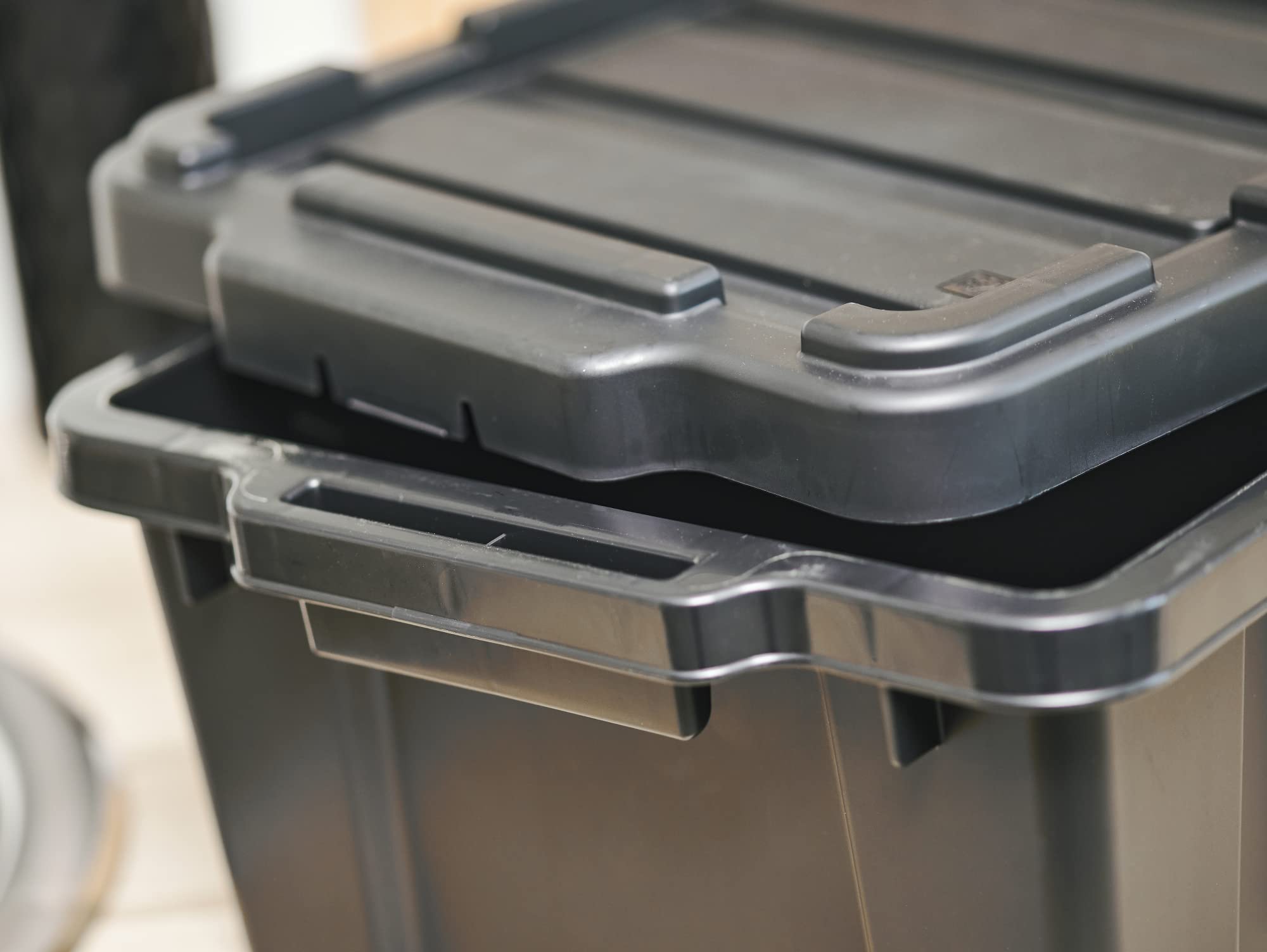 Iris Ohyama, Scatole Pieghevoli, 50L, Set di 3, Nero, Grande, Solido, Impilabile, Per Garage, Scaffali, Scatola Organizer, Plastica, Contenitore, DDSKT-450