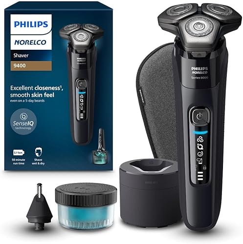 Miniatura 9 de Philips Norelco Shaver i9000, afeitadora eléctrica húmeda y seca, gris oscuro, tecnología SenseIQ, sistema Triple Lift & Cut, cuchillas Negro -,Dark
