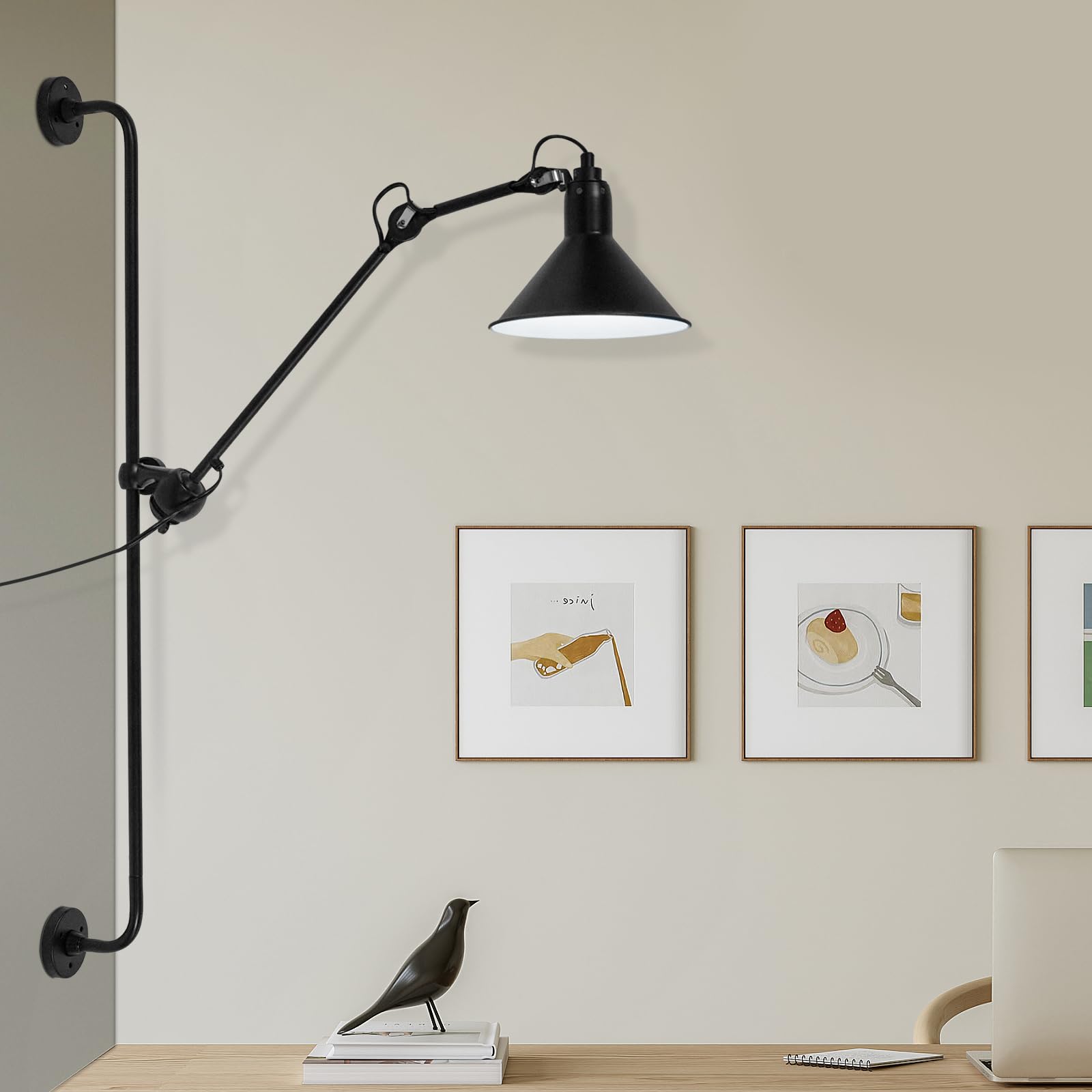 NTPHNB Swing Arm Wall Sconce, Wall Sconce Fixture Arm Wall Sconce, 360 Degree Rotatable Sconces Wall Lighting for Bedroom Living Room Bedside Lamp