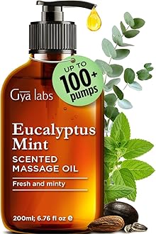 Gya Labs Eucalyptus Mint Massage Oil - 6.76 Fl Oz - Eucalyptus Mint Massage Oil for Sore Muscles and Relaxing Massages, Invigorating Scent - Non-Greasy Formula, Non-GMO and Cruelty-Free