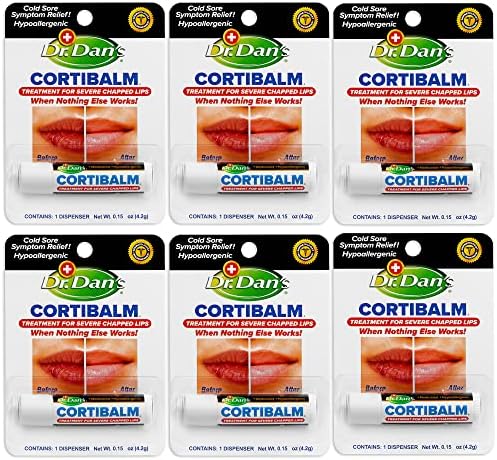 Dr. Dan's Cortibalm-6 Pack-for Dry Cracked Lips - Healing Lip Balm for Severely Chapped Lips - Designed for Men, Women and Children