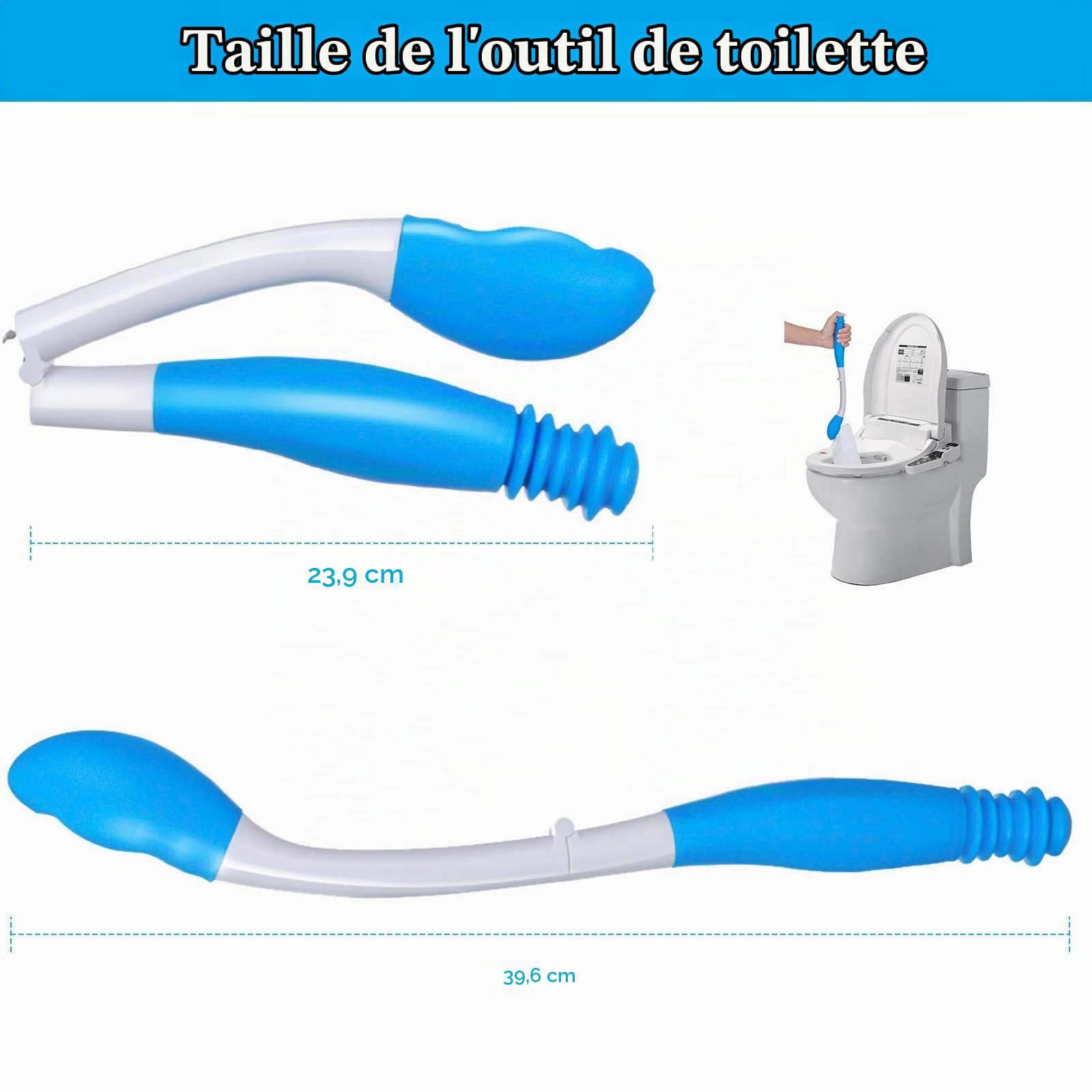Haokaini Aides à La Toilette Outils Pliage à Long Manche Essuyez Confort Aides à La Toilette Auto-Assistées Papier Hygiénique Poignée en Papier Mouchoir Aide à L'essuyage pour Les Femmes