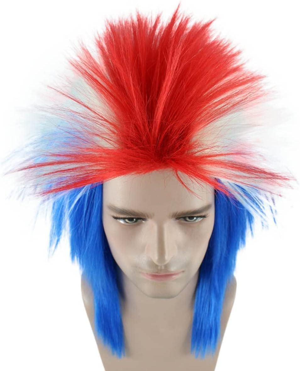 HalloweenPartyOnline Flag Sports Mullet Wig, Multiple Country Options,