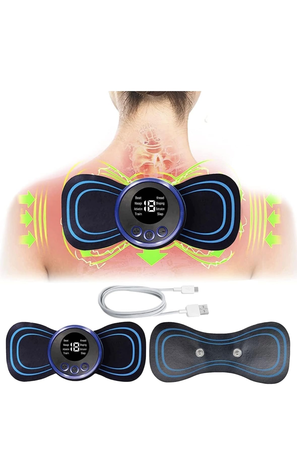 PX Full Body Mini Butterfly Tens Massager With 8 Modes, 19 Levels Electric Rechargeable Portable Ems Patch For Shoulder, Neck, Arms, Legs, Neck, Men/Women (B0DFD3368N) Amazon Price History, Amazon Price Tracker
