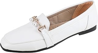 MADYOS womens R15-79 Ballet Flat 1cm closed shoe with rubber sole, WHITE, 39 EU