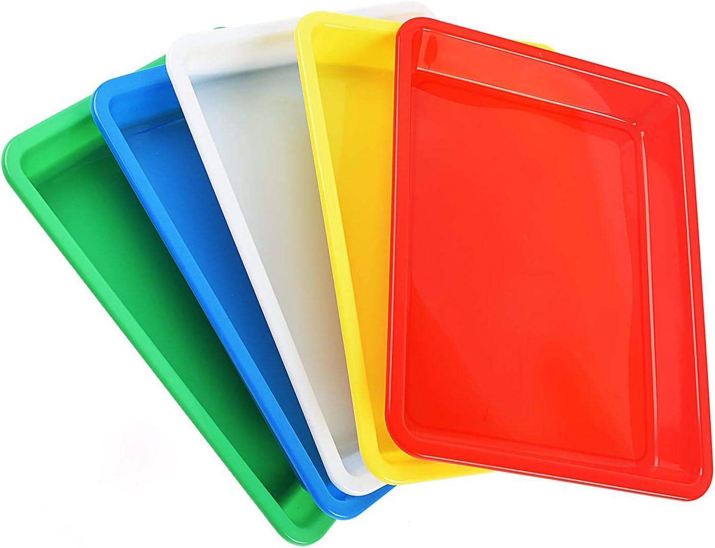 Multicolor Plastic Art Trays, Activity Crafts Organizer Serving Tray for School Home Art, DIY Projects, Painting, Beads, Organizing Supply (5 Color)