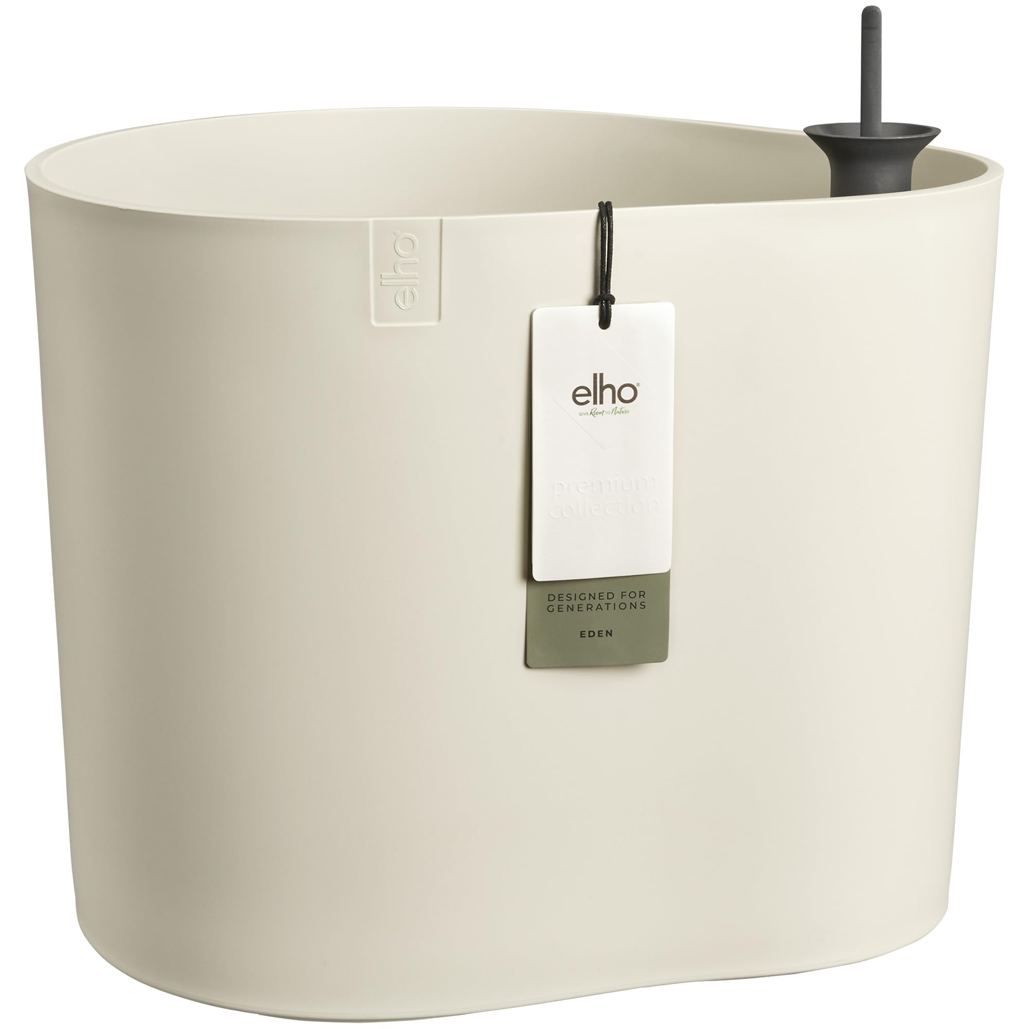 elho Eden Aquacare Low 40 - Plant Pot for Indoor - 100% Recycled Plastic - Ø 39.6 x H 36.1 cm - White/Linen White