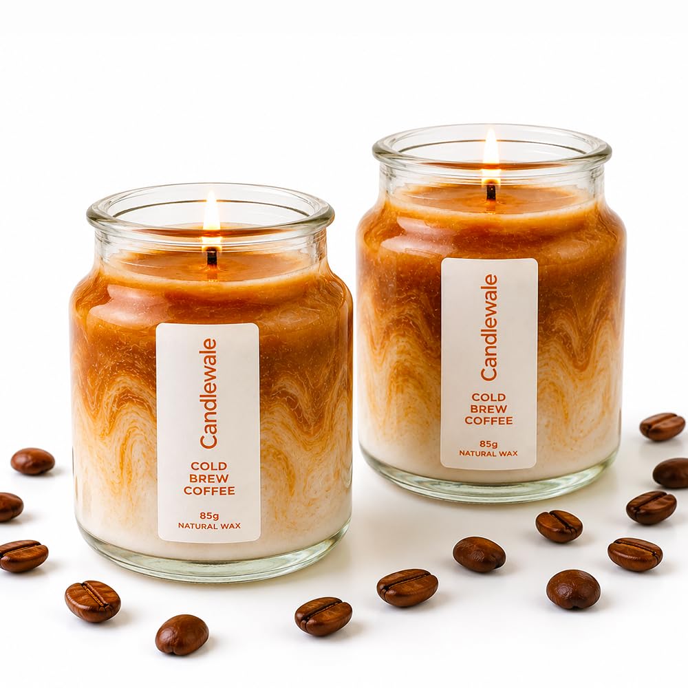 Cold Brew Coffee Latte Scented Soy Wax Jar Candles, Pack of 2 | 2 x 85g, 25H Clean Burn, Rich Coffee Aroma, Cotton Wick, Home Fragrance-image-10