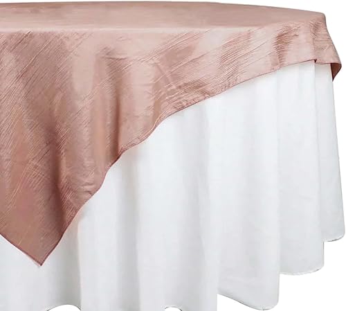 Efavormart - Mantel cuadrado de tafetán arrugado de acordeón de 72 x 72 pulgadas, rosa polvorienta