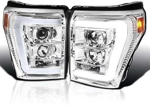 Miniatura 10 de Spec-D Tuning Faros delanteros LED negros compatibles con Ford F250 F350 F450 F550 Super Duty izquierdo + derecho 2011-2016 conjunto de faros