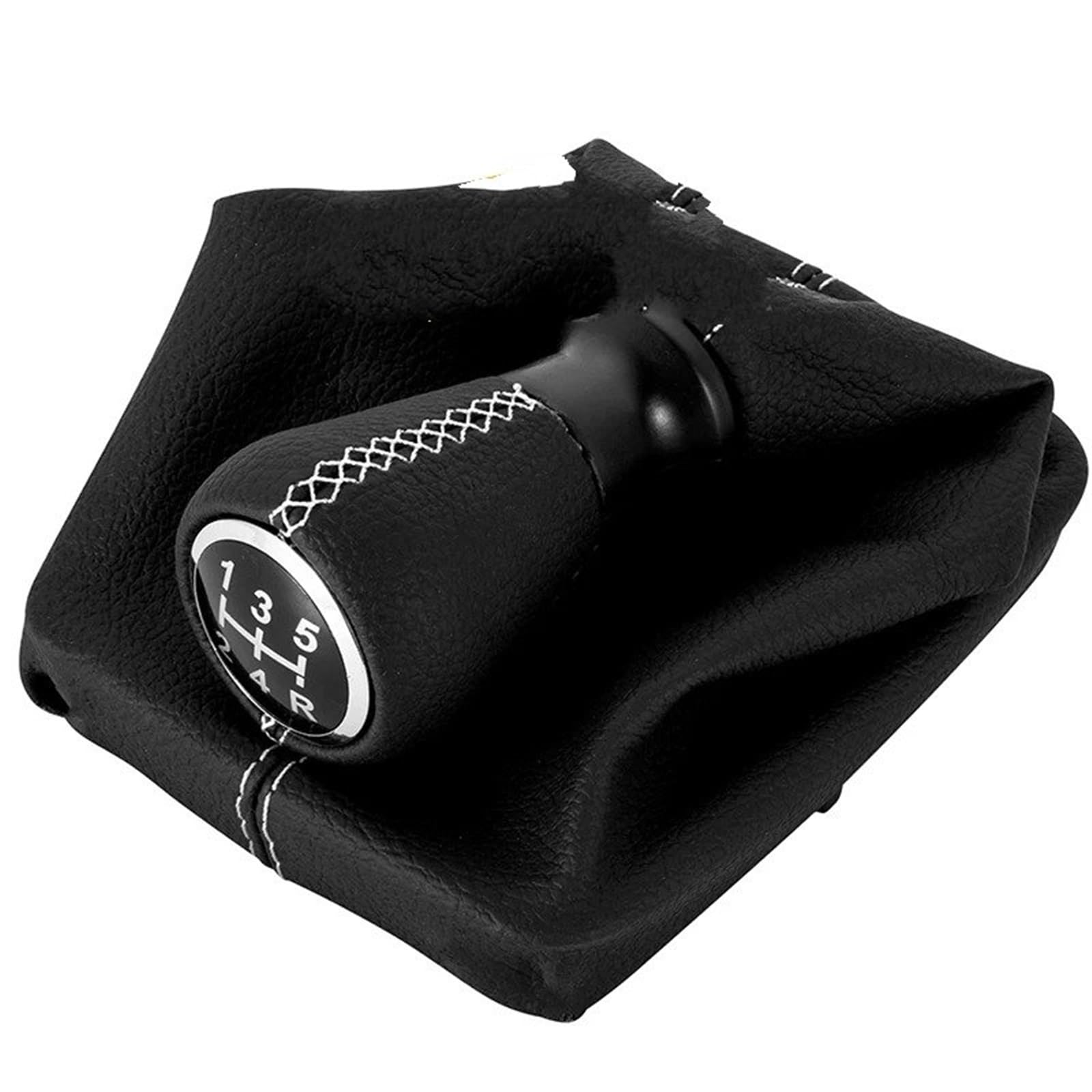 Dufwehr White Shifter Knob For Peugeot 206 406 Manual Transmission 5 Speed Leather Gear Shift Knob Gaiter Boot Cover Shifter Handle Car Accessories(White)