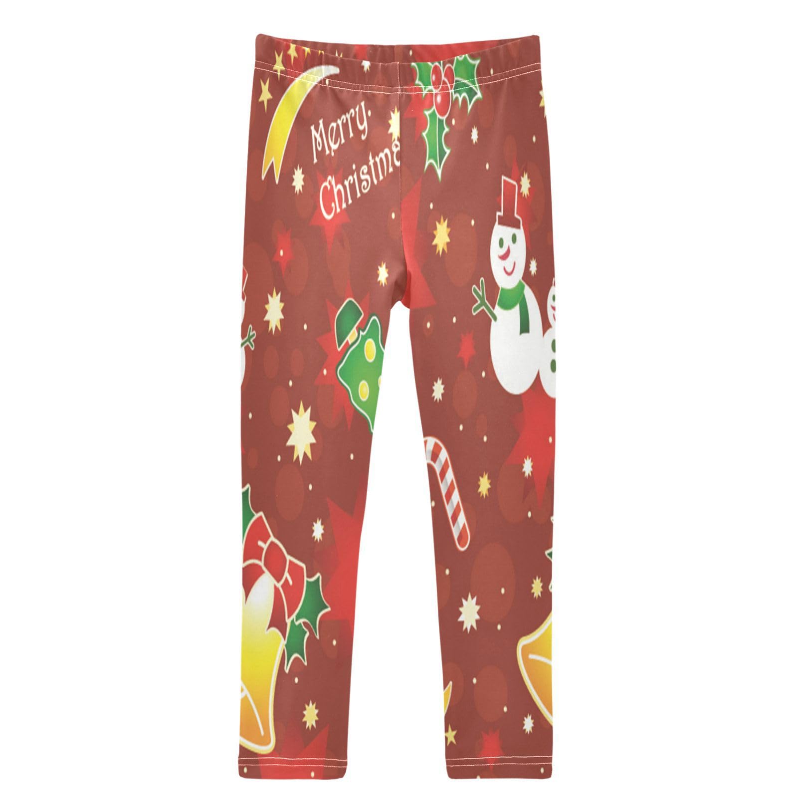 Christmas Girls Leggings Snowman Jinggle Bell Kids Yoga Pants Dance Active Tights 4T