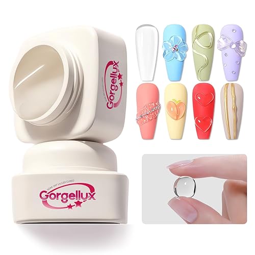 Gel de uñas 3D 5 en 1, manos antiadherentes, 0.71 onzas de gel transparente para tallar, moldear y pintar diseños de arte de uñas, pegamento de