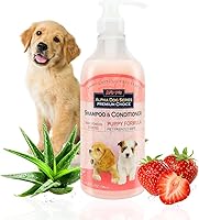 Alpha Dog Series Puppy Shampoo & Conditioner 2-in-1 with Aloe Vera - pH Balanced, Tear-Free, Natural Moisturizing for Sensitive Skin, 26.4 oz