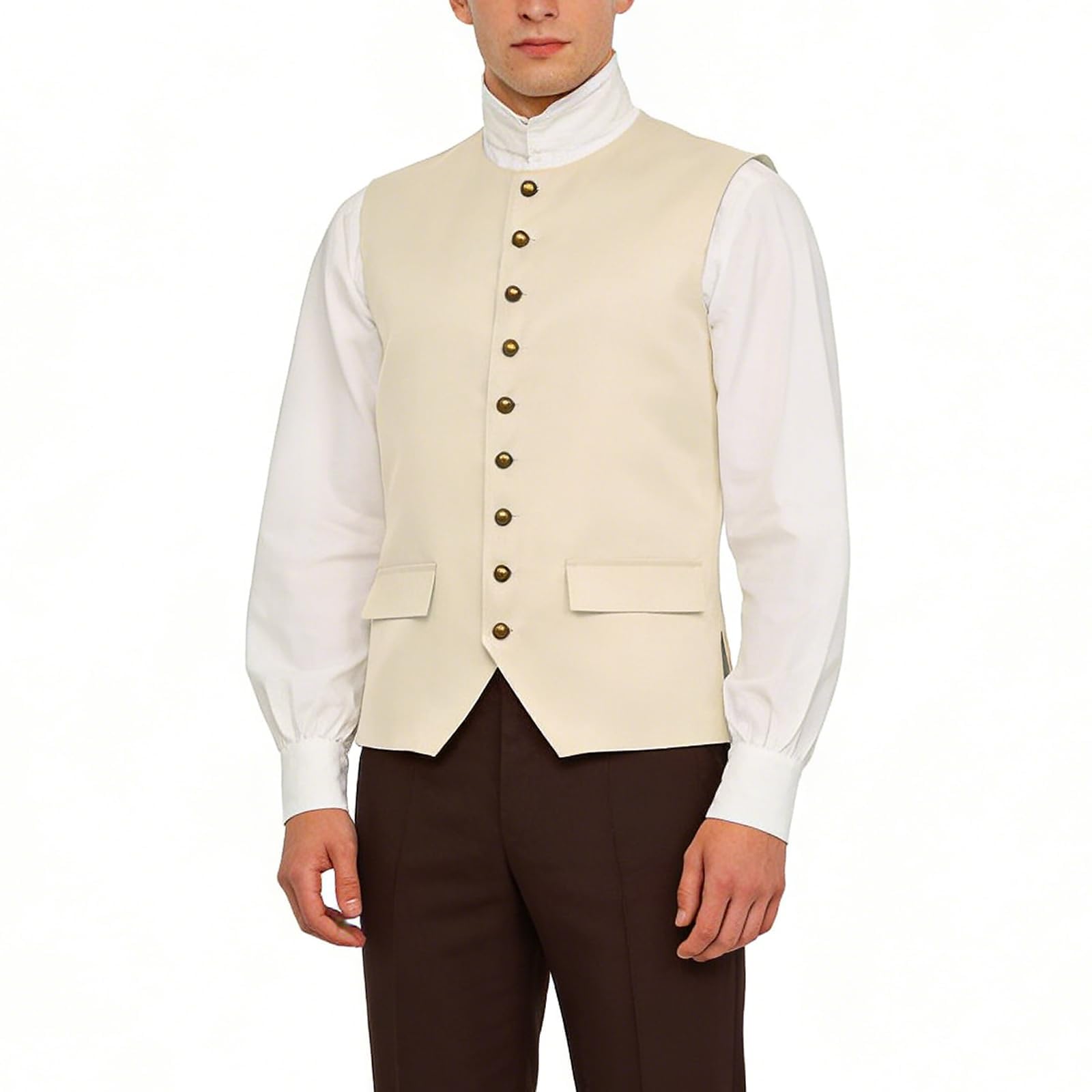 BPURB Men Colonial Vest Renaissance Medieval Viking Costume Gothic Steampunk Halloween Cosplay Waistcoat