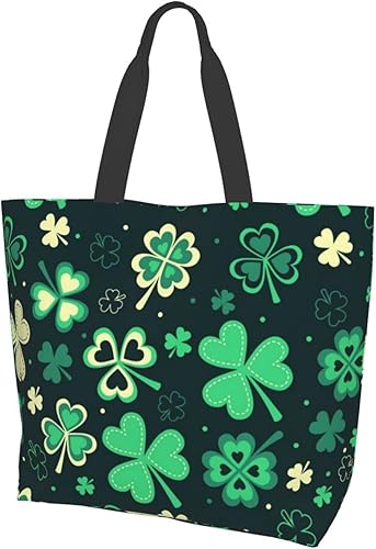 Miniatura 9 de ASYG Bolsa de trébol para el día de San Patricio para mujer bolsas de comestibles reutilizables lindas bolsas de compras para ir de compras y playa