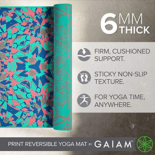 image for Gaiam Yoga Mat Premium Print Reversible Extra Thick Non Slip Exercise 