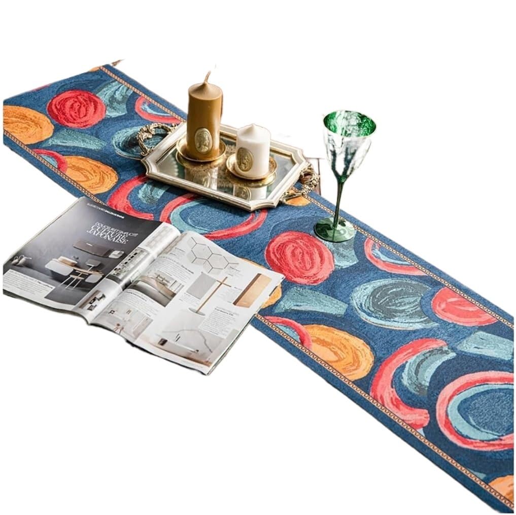 NIUSABOU Kitchen Dining TableDecoration, Nordic Style Table Runner With Tassel Colorful Circles 35x(140-300) cm(35x140cm(13.7x55.1in))