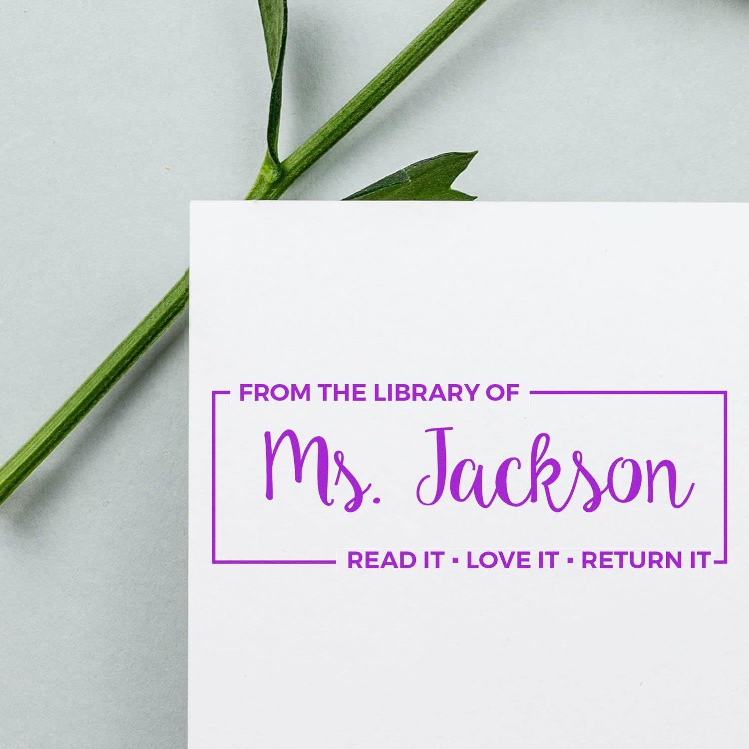 Pre-Inked Customized Bookplate Stamp, Read It Love It Return It, Personalized, 5 Ink Colors, Press and Print, Size 3/4" x 2-1/4"