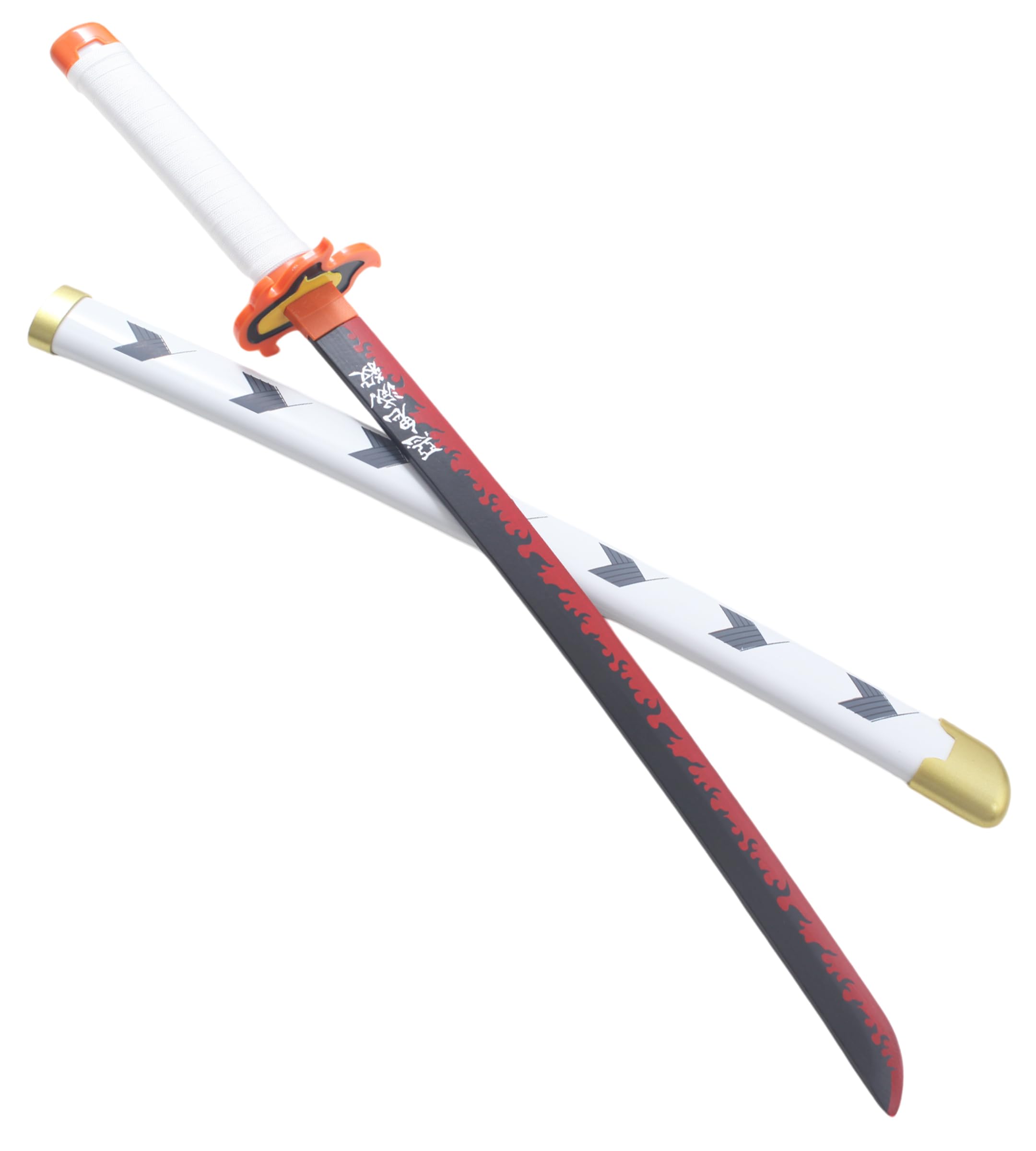 REPLIKSWORD Katana en Bois Lame en Bois - 80cm - Demon Slayer Kyojuro Rengoku Cosplay - Pour Enfants à partir de 8 ans - Unisex