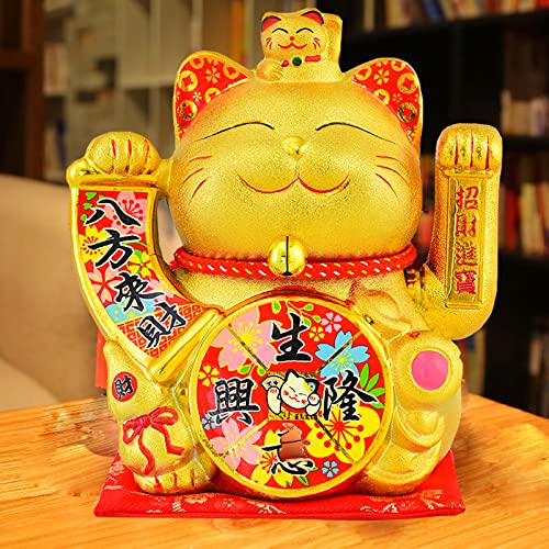 Amazon.com: mozhixue Japanese Lucky Cat Waving Arm Gold