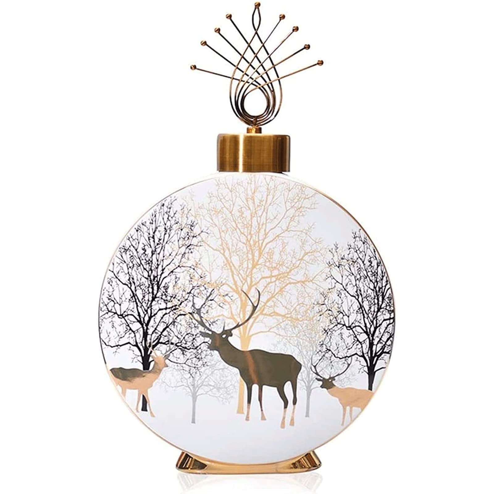 Ngdfgr As Known Fashion Exquisite White Flower Vases Ceramic Decoration Chinese Classical Vase Painted Deer Gift Gift The Vase Ideal Shelf Decor Decoration (B),B