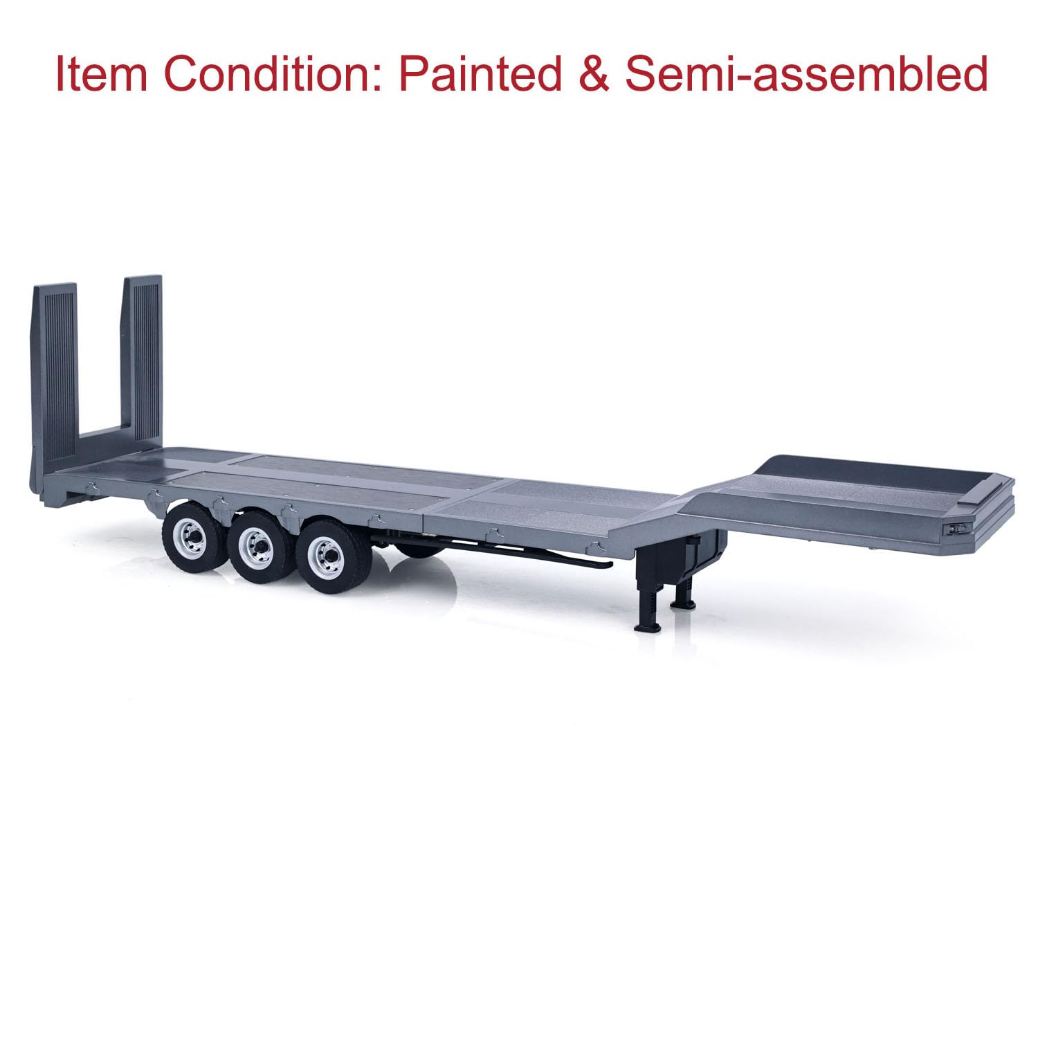 Semirremolque de plástico de 73,5 cm de plataforma plana 1502 para tractor de control remoto 1/18, camión Huina 1501, patas de soporte electrónico, tablero trasero para pasatiempos de adultos