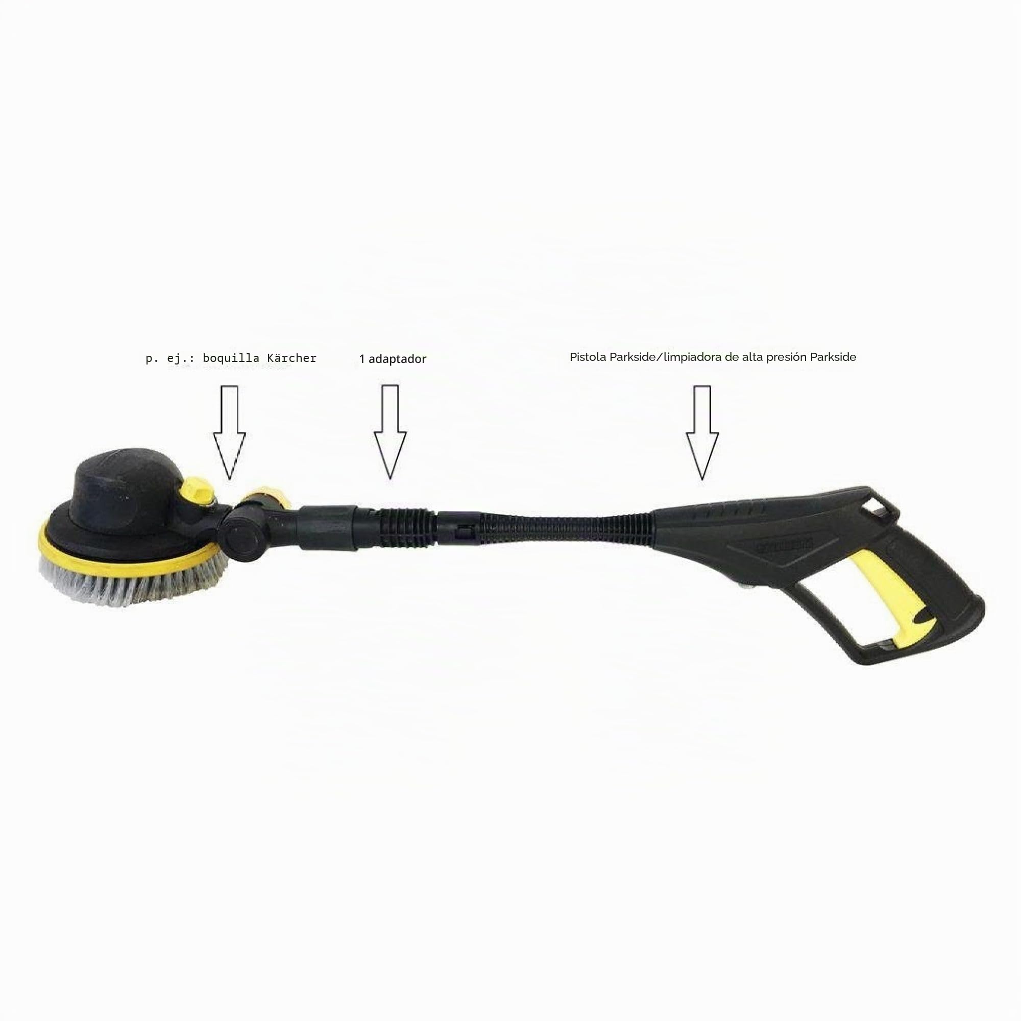 Adaptador para Parkside Lidl PHD 100 A1 B2 C2 D2 E3 y PHD 150 A1 B2 C2 D3 apto por ejemplo para accesorios Kärcher (para dimensiones ver imágenes)