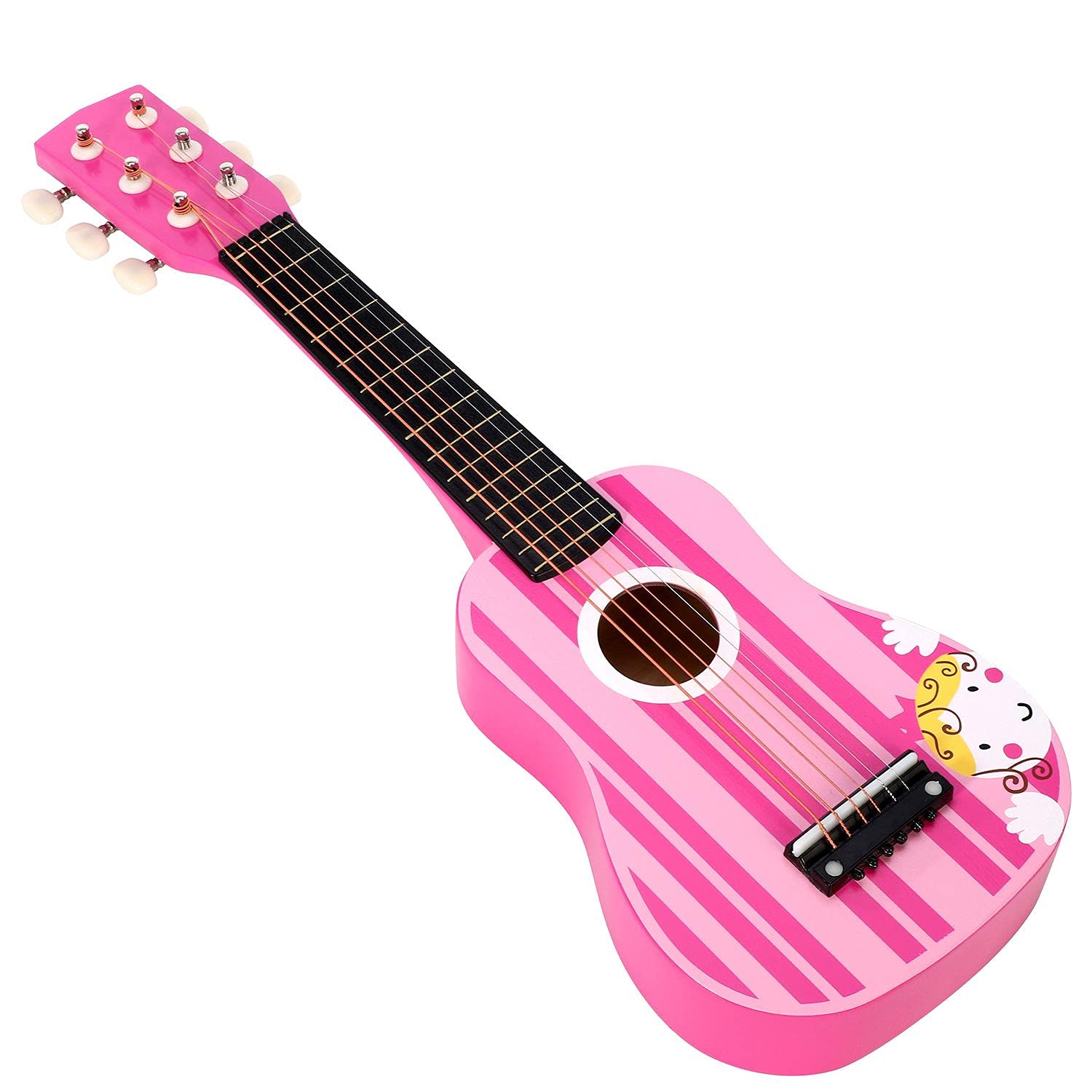 SOKA Play Imagine LearnWooden Pink Stripe Striped Pink Princess Guitar Children Girls Instrument