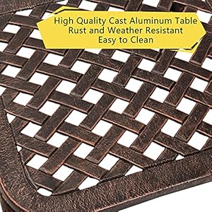 Square side table cast aluminum patio end table antique copper 1 pc  urban country home decor