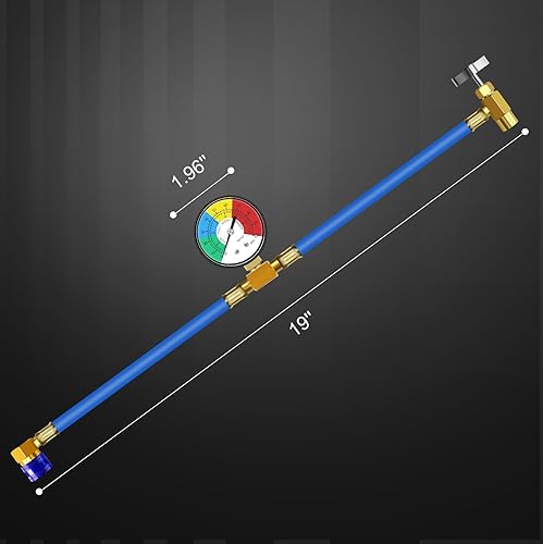 Miniatura 8 de JIFETOR Manguera de carga de CA con manómetro, kit de recarga de refrigerante R134A para automóvil, aire acondicionado automático, manguera de carga