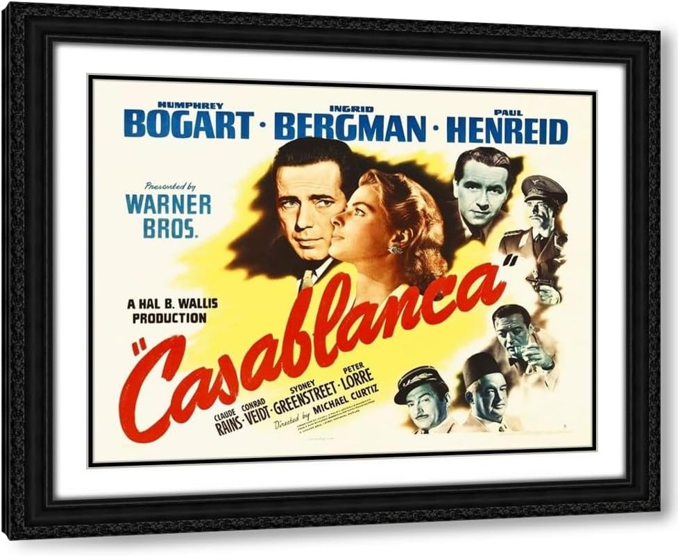 Hollywood Photo Archive 24x20 Black Modern Framed and Double Matted Museum Art Print Titled Casablanca Poster