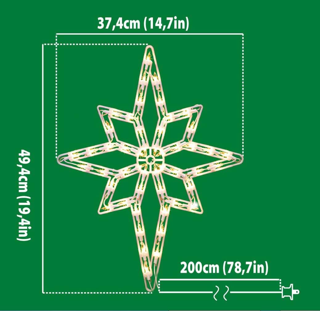 Weihnachts-Fenster-Silhouette-Lichter, beleuchteter Stern von Bethlehem, doppelseitige Dekorationen mit 50 Glühlampen, Mini-Licht, für Urlaub, Innenwand, Tür, Glasdekoration