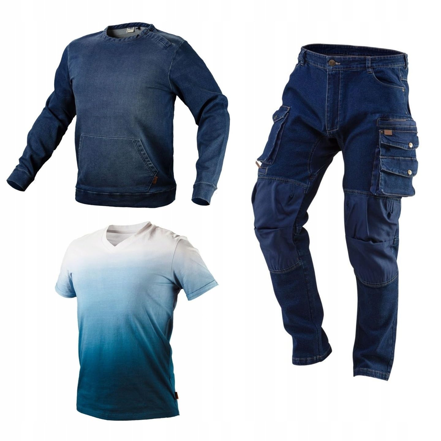 NEO TOOLS Set mit Arbeitsschutzkleidung für Männer, Größe S-3XL, Sweatshirt | T-Shirt, Hose