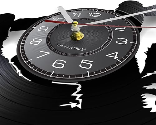 Miniatura 3 de Reloj de pared de disco de vinilo con ranura de animal americano, oso de vinilo Lp, decoración del hogar para sala de estar, reloj de pared hecho de
