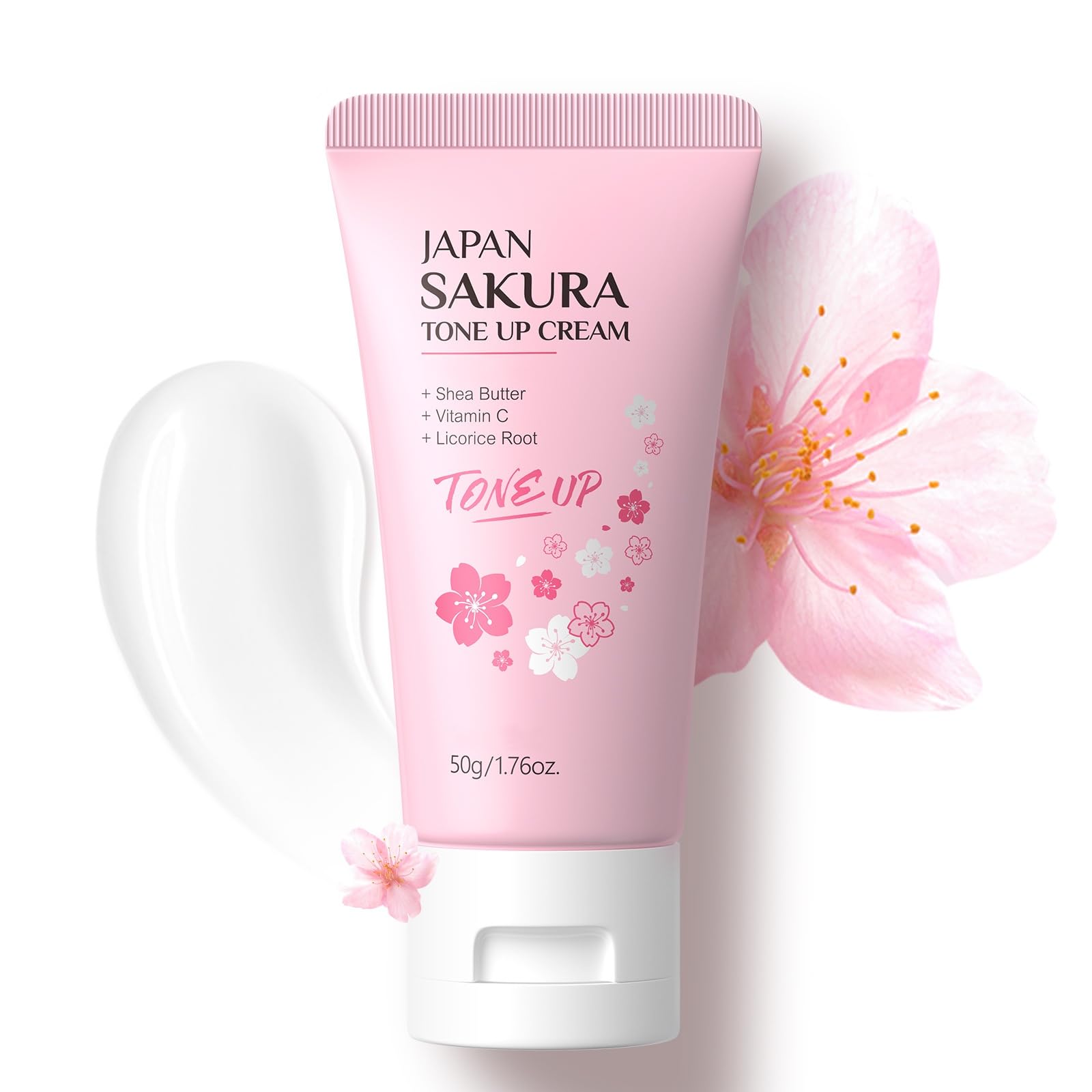 Cherry Blossoms Tone-Up Cream Tinted BB Moisturizer Tone Correcting Cream Makeup Base Full-Coverage Conceal Pores Blemishes Even Tone