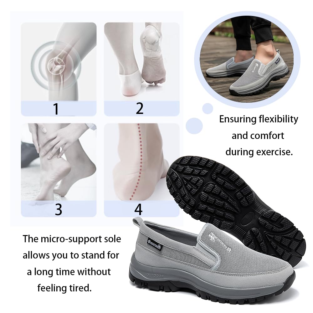 Wanderschuhe Herren Orthopädische Schuhe Atmungsaktiv Freizeitschuhe Slip-on rutschfeste Leicht Sportschuhe Stoßdämpfung