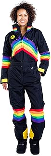 Tipsy Elves Women's Midnight Shredder Neon Rainbow Ski Suit - Female Performance Snowsuit Ski Onesie Black