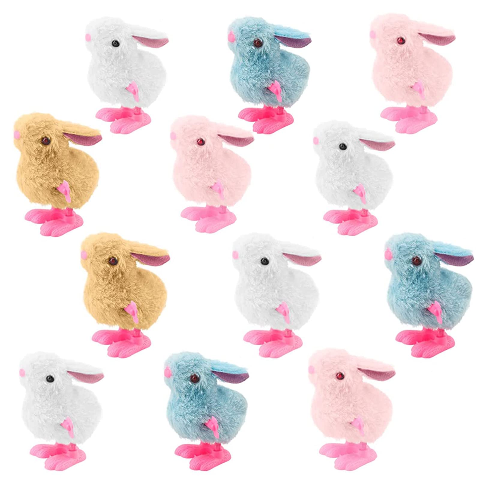 12pcs Easter Wind-Up Toy for Kids,Colour Wind Up Jumping Rabbit Toys Plush Rabbits Toys Mini Clockwork Toys for Kids Toys Easter Party Favors Gift Easter Basket Fillers