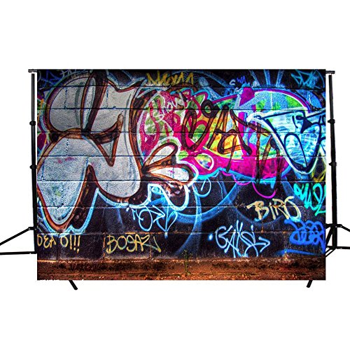 FUT Colorful Graffiti in The Wall Vinyl Backdrop Background for Wall Decor Studio Photography Television Backdrops 7x5ft - Thumbnail 2