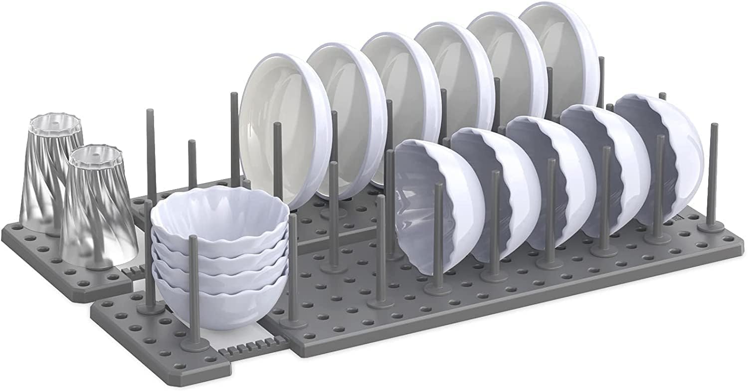 YOPRAM Shelf Organizer Kitchen Telescopic Dish Plate Drying Rack, Pegboard Drawer Organizer, Adjustable Cupboard Pegboard Tray, Dish Racks Bowl, Expandable Plate Holders Storage (4) (B0D2P5NZ4B) Amazon Price History, Amazon Price Tracker